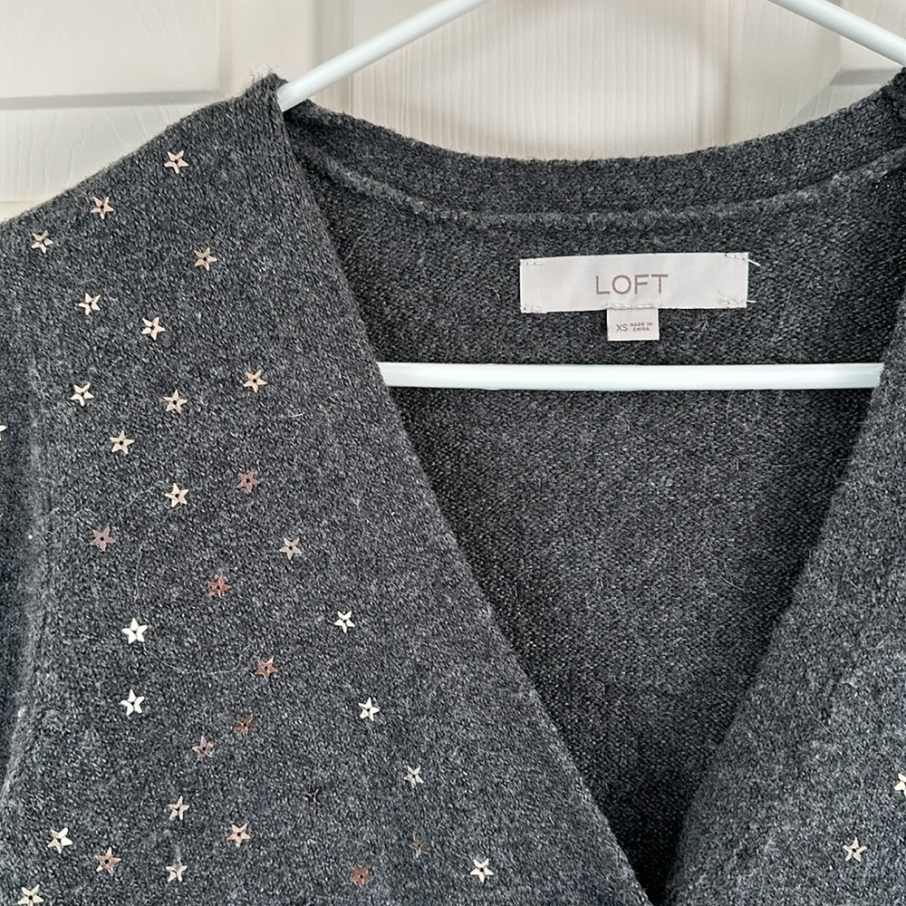Loft Cardigan Sweater - Star Sparkle Grey XS fits like Small.